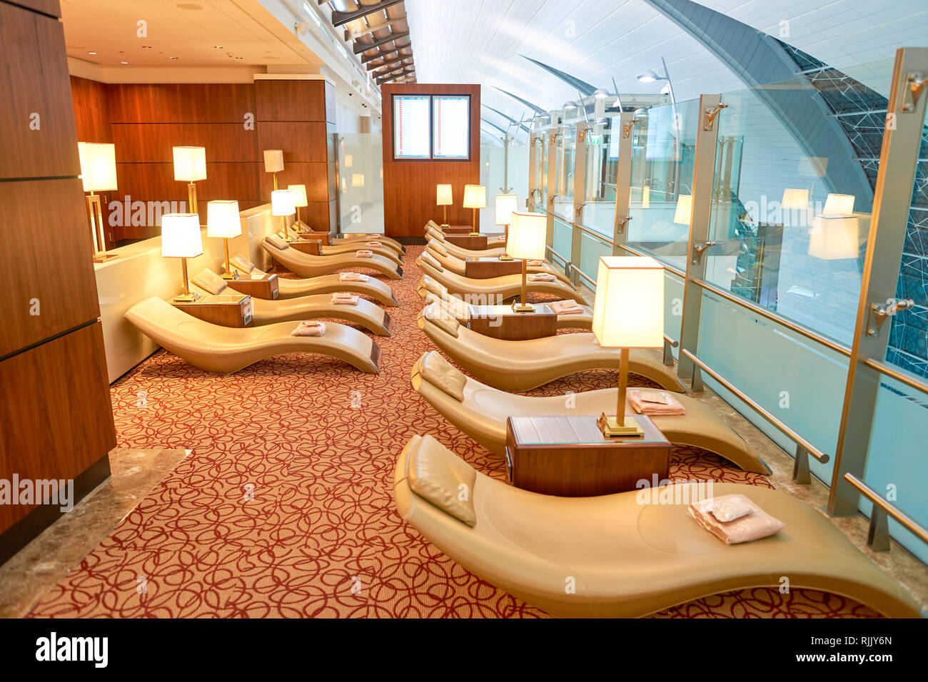 DUBAI UAE CIRCA APRIL 2016 Interior Of Emirates Business Class 