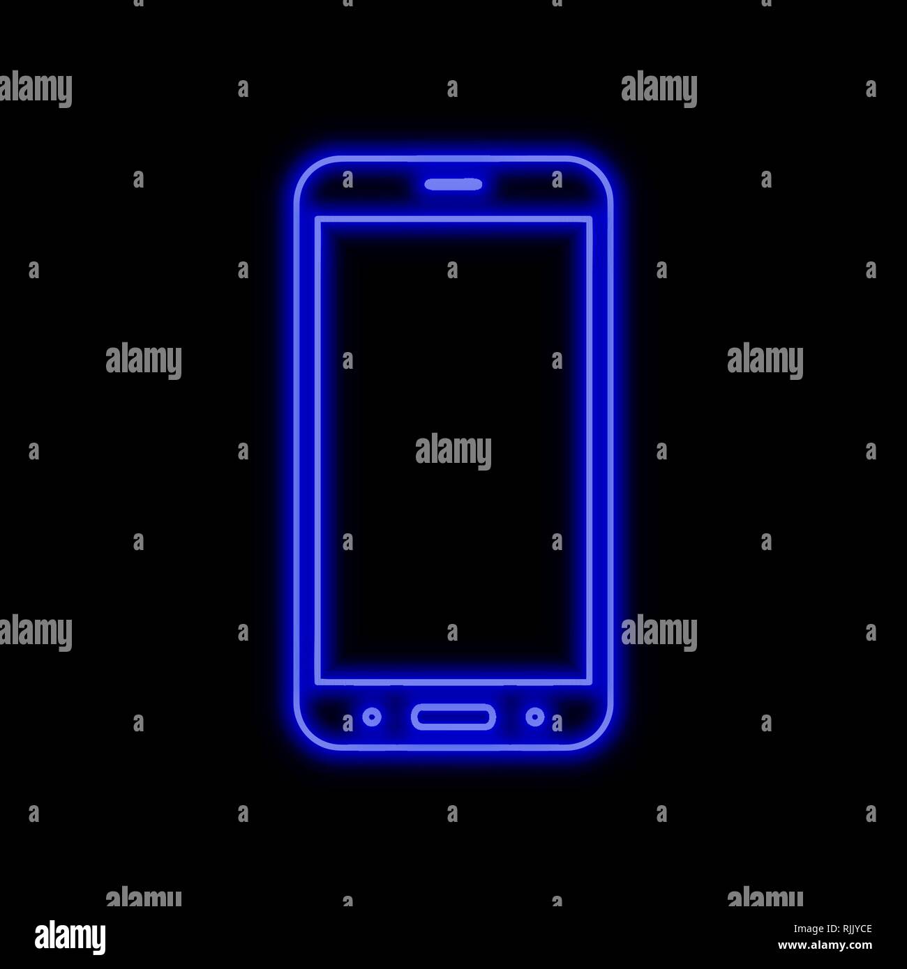 Mobile Phone Smartphone Neon Sign Bright Glowing Symbol On A Black Background Neon Style Icon Stock Vector Image Art Alamy