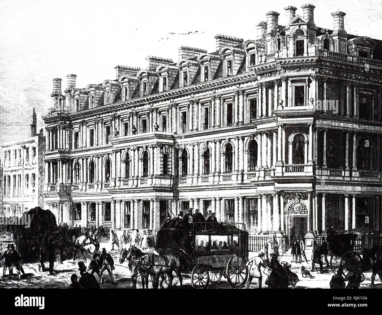 An engraving depicting a view of Chancery Lane, London. Dated 19th