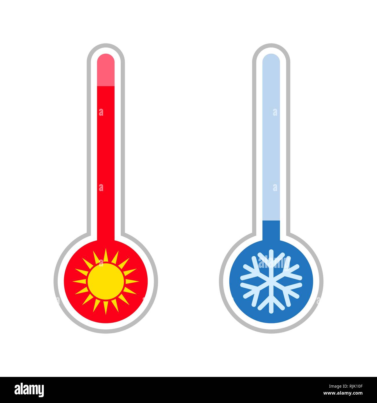 https://c8.alamy.com/comp/RJK10F/meteorology-thermometers-measuring-hot-and-cold-temperature-snowflake-sun-icons-RJK10F.jpg