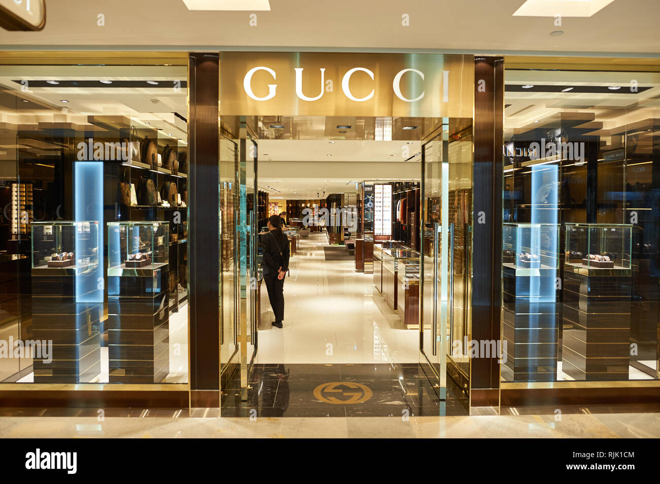 HONG KONG DECEMBER 25, 2015 Gicci store in Hong Kong. Gucci is an Italian fashion and leather