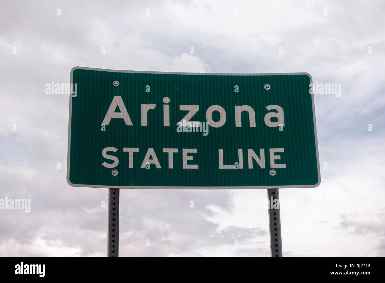 Road side sign advising drivers they are entering the state of Arizona, United States. Stock Photo