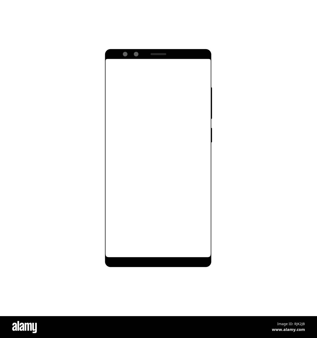 Frameless smartphone mock up with blank screen isolated on white ...