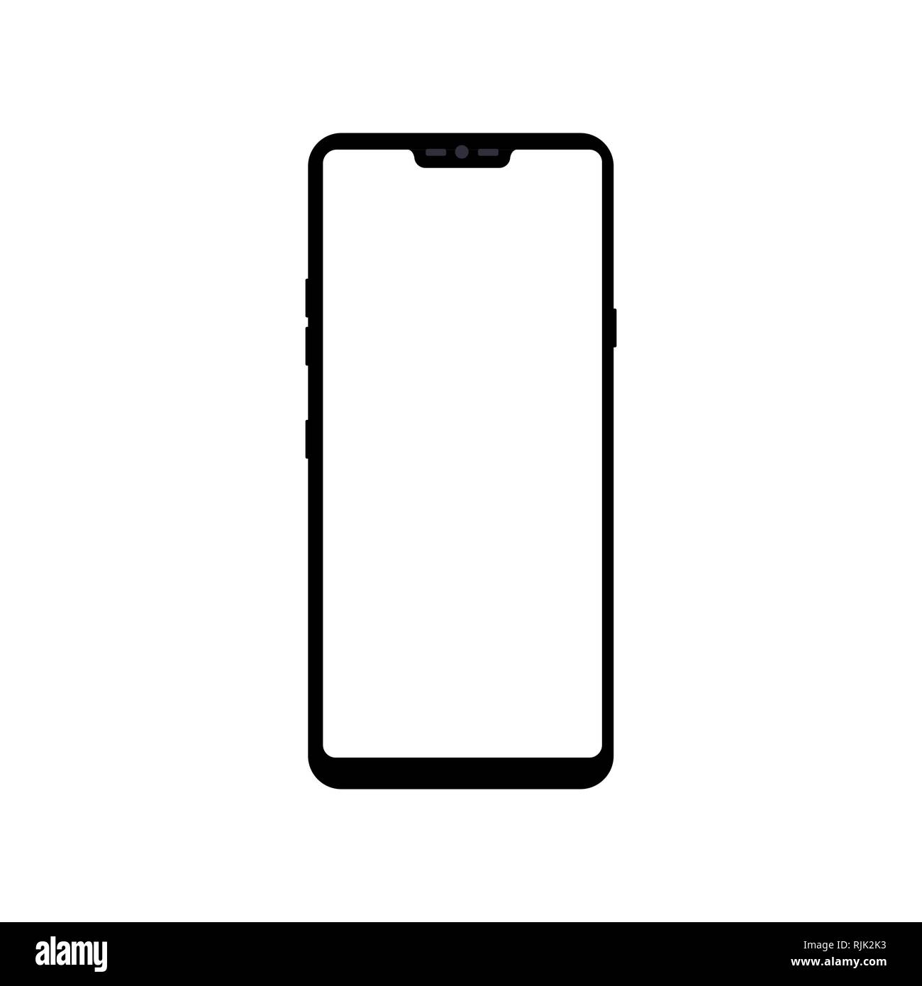 Frameless smartphone mock up with blank screen isolated on white ...