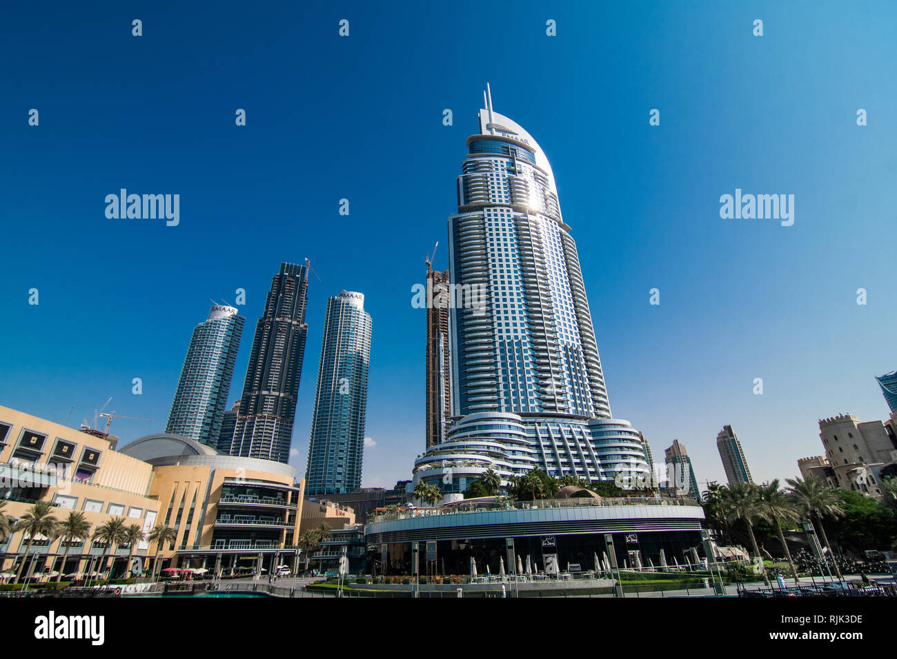 DUBAI, UNITED ARAB EMIRATES - October, 2018: Burj Khalifa tower. This skyscraper is the tallest man-made structure in the world Stock Photo