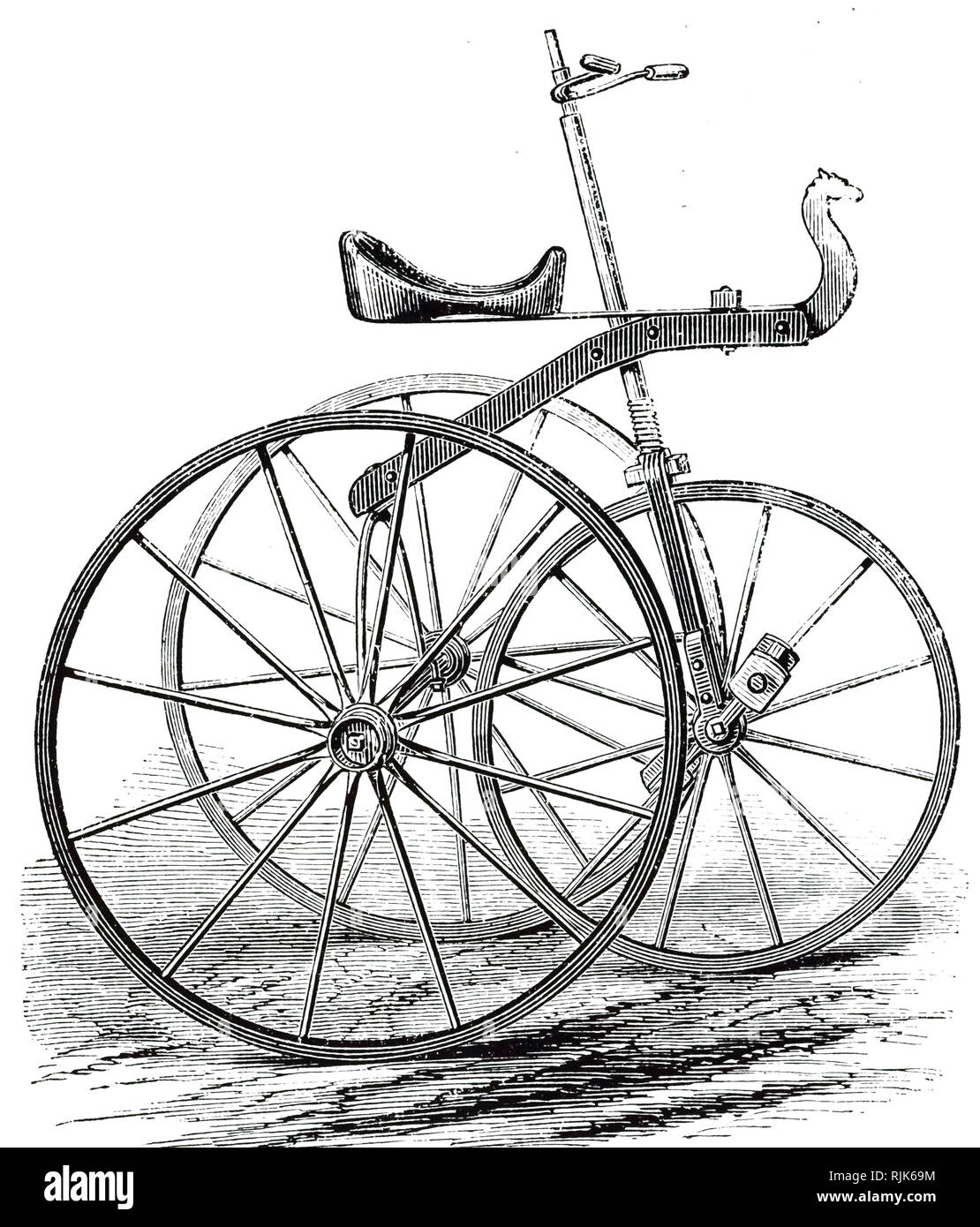 An engraving depicting a tricycle by John Tremper of Wilmington. Dated 19th century Stock Photo
