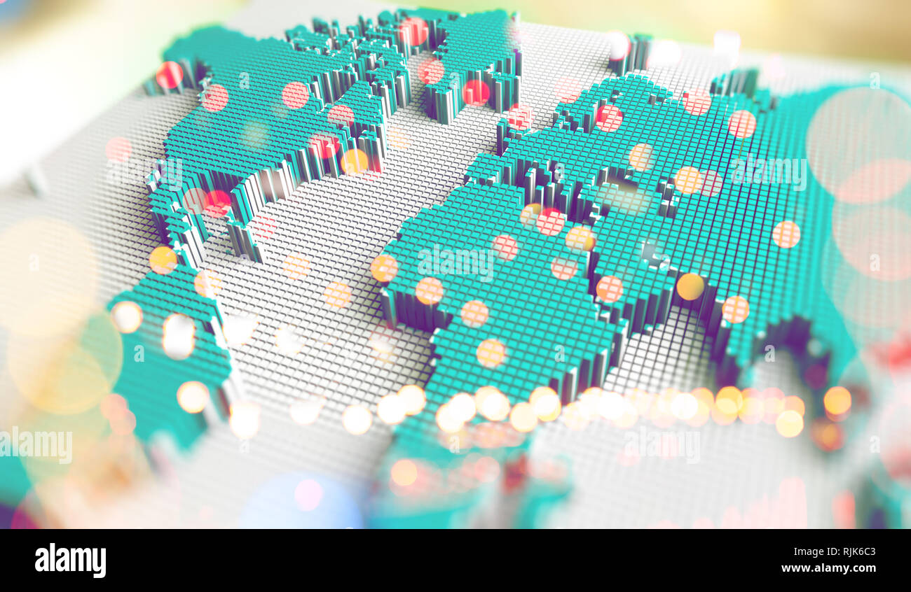 3D illustration of map and partner International - 3d Illustration Of Map And Partnerinternational Network Map Design RJK6C3