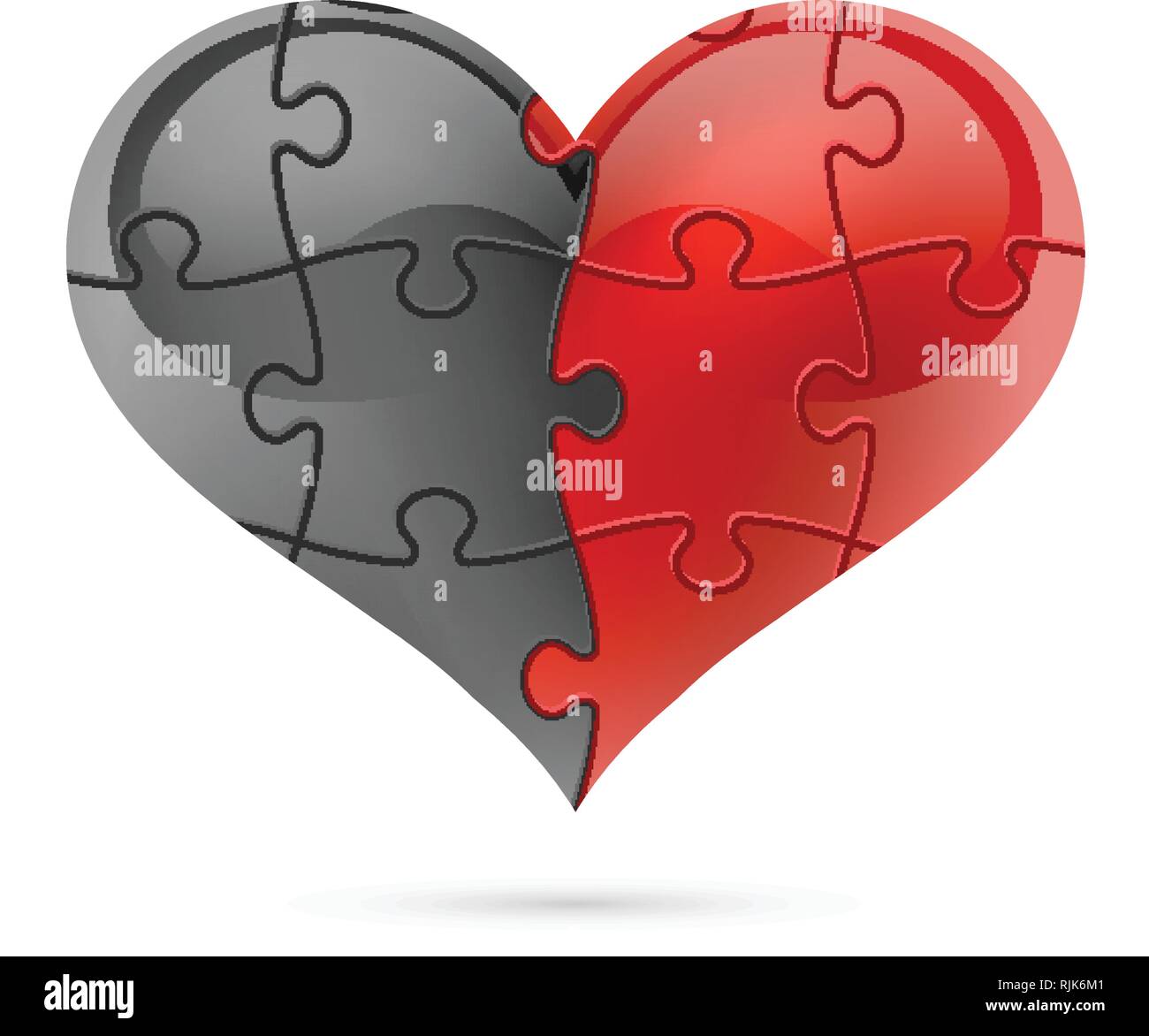 Jigsaw puzzle heart vector illustration Stock Vector Images - Alamy