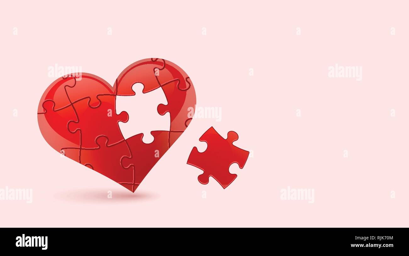 Puzzle heart. Vector illustration Stock Vector