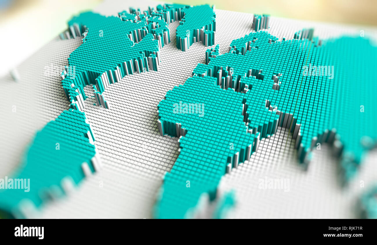 3D illustration of map and partner International - 3d Illustration Of Map And Partnerinternational Network Map Design RJK71R