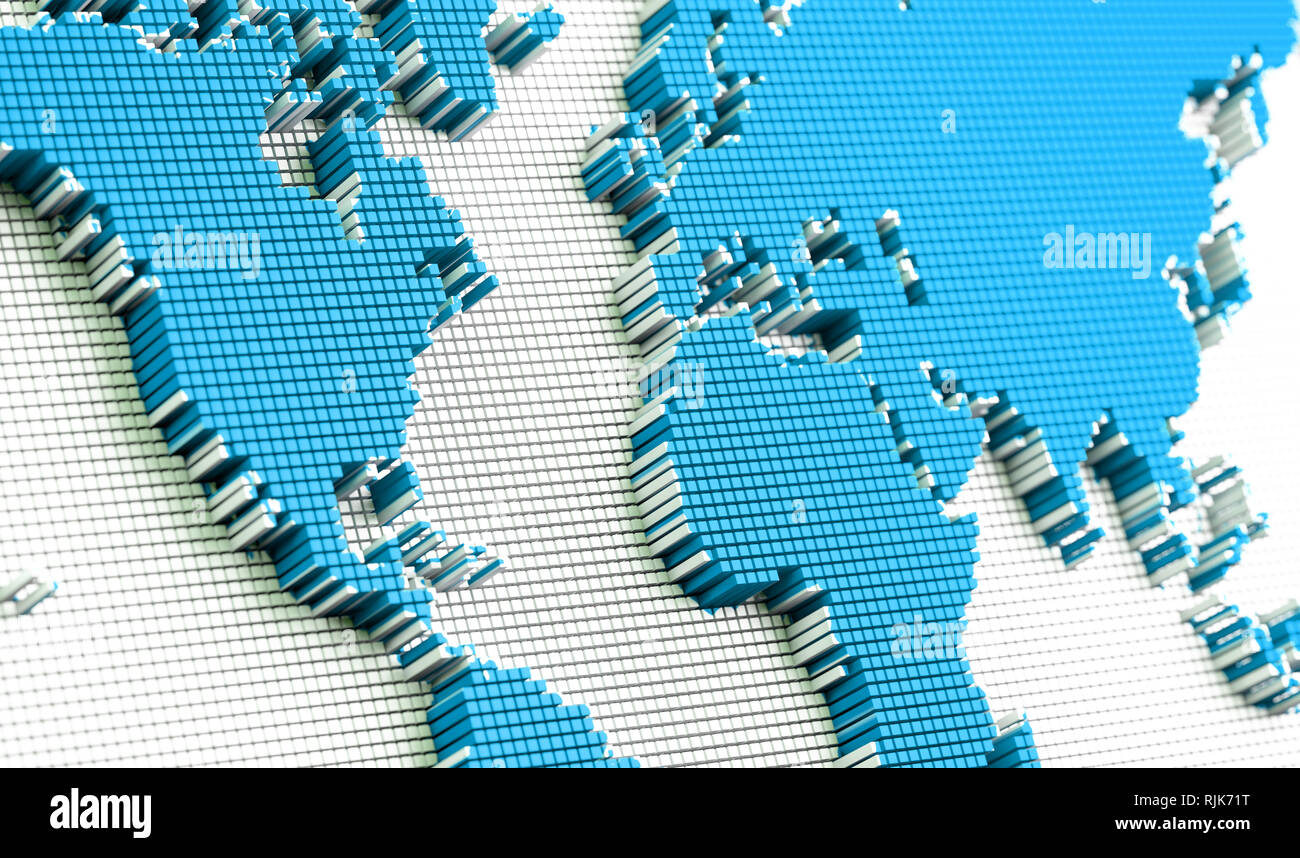 3D illustration of map and partner International - 3d Illustration Of Map And Partnerinternational Network Map Design RJK71T