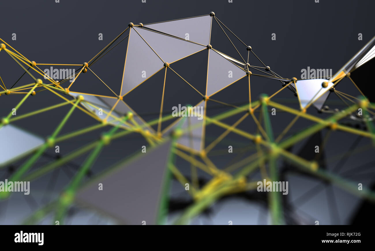 Abstract mesh and net.Networking and internet concept. 3d illustration. Science and technology background. Business and connection Stock Photo