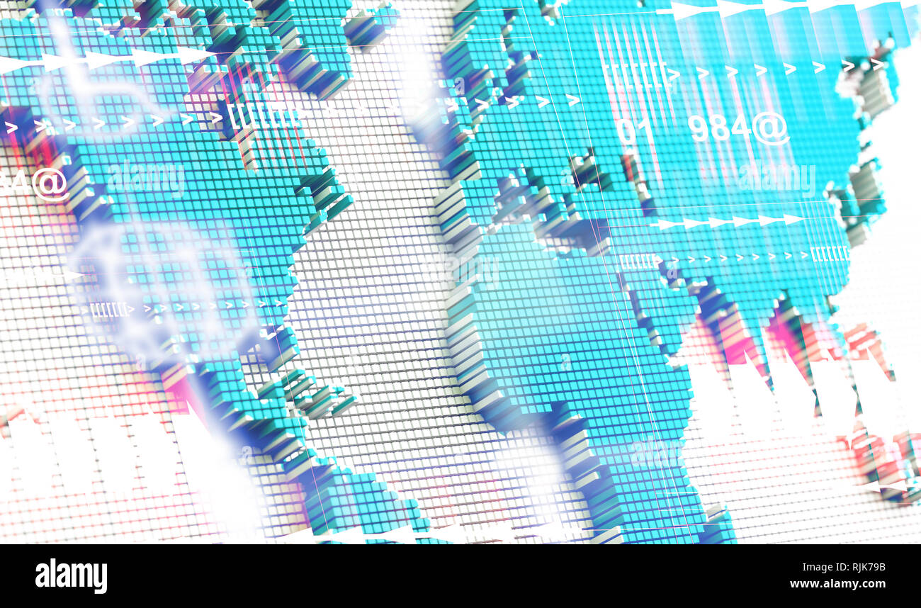 3D illustration of map and partner International - 3d Illustration Of Map And Partnerinternational Network Map Design RJK79B