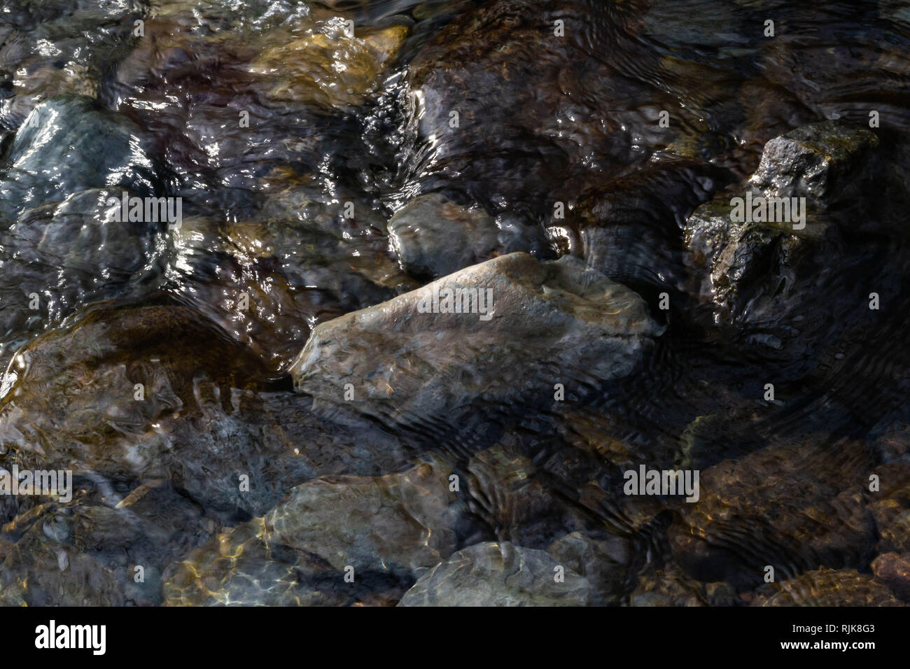 Rocks in Flowing River Stock Photo