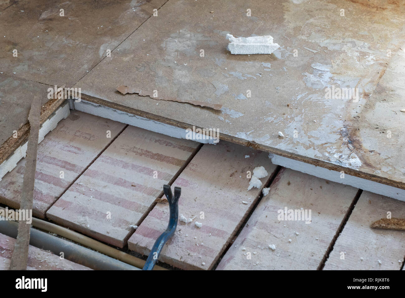 Remove Polystyrene Wood Panels From The Floor Stock Photo Alamy