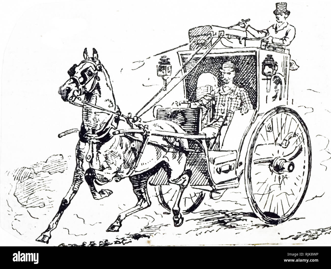 Cartoon depicting an Hackney coach driver. Dated 19th century Stock