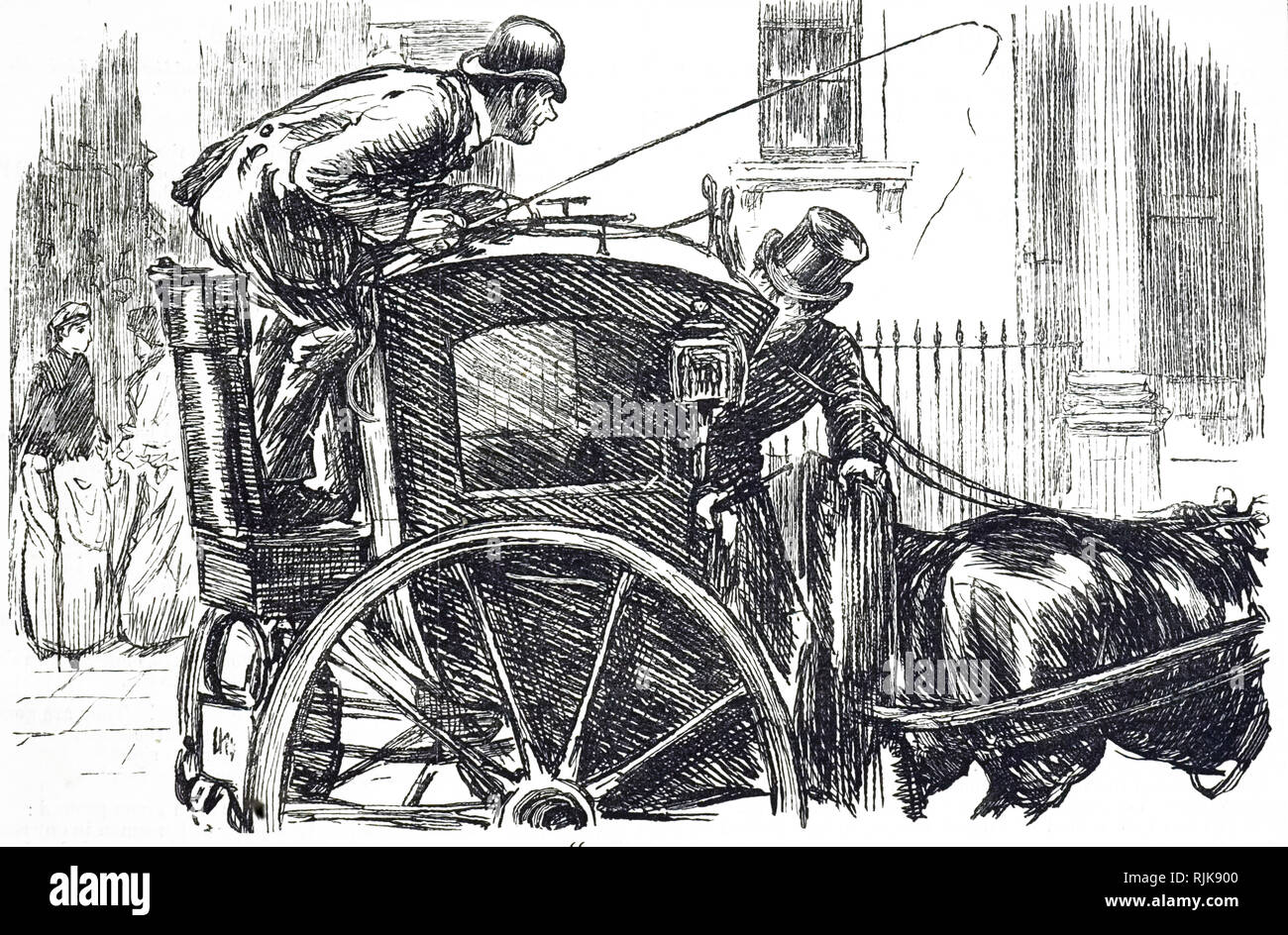 Cartoon depicting an Hackney coach and driver. Dated 19th century Stock ...