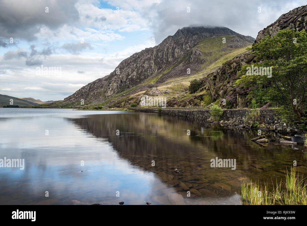 View of a lake in Snowdonia National Park, Gwynedd, Wales, UK Stock Photo