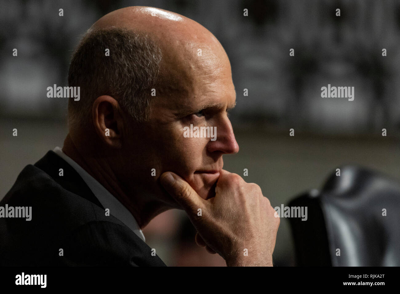 Senator Rick Scott, Republican of Florida, listens to testimony from a ...