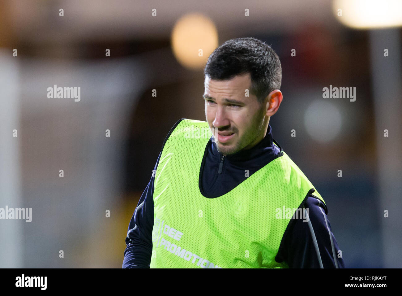 Dens Park, Dundee, UK. 6th Feb, 2019. Ladbrokes Premiership football, Dundee versus Kilmarnock; Ryan McGowan of Dundee during the warm up before the match Credit: Action Plus Sports/Alamy Live News Stock Photo
