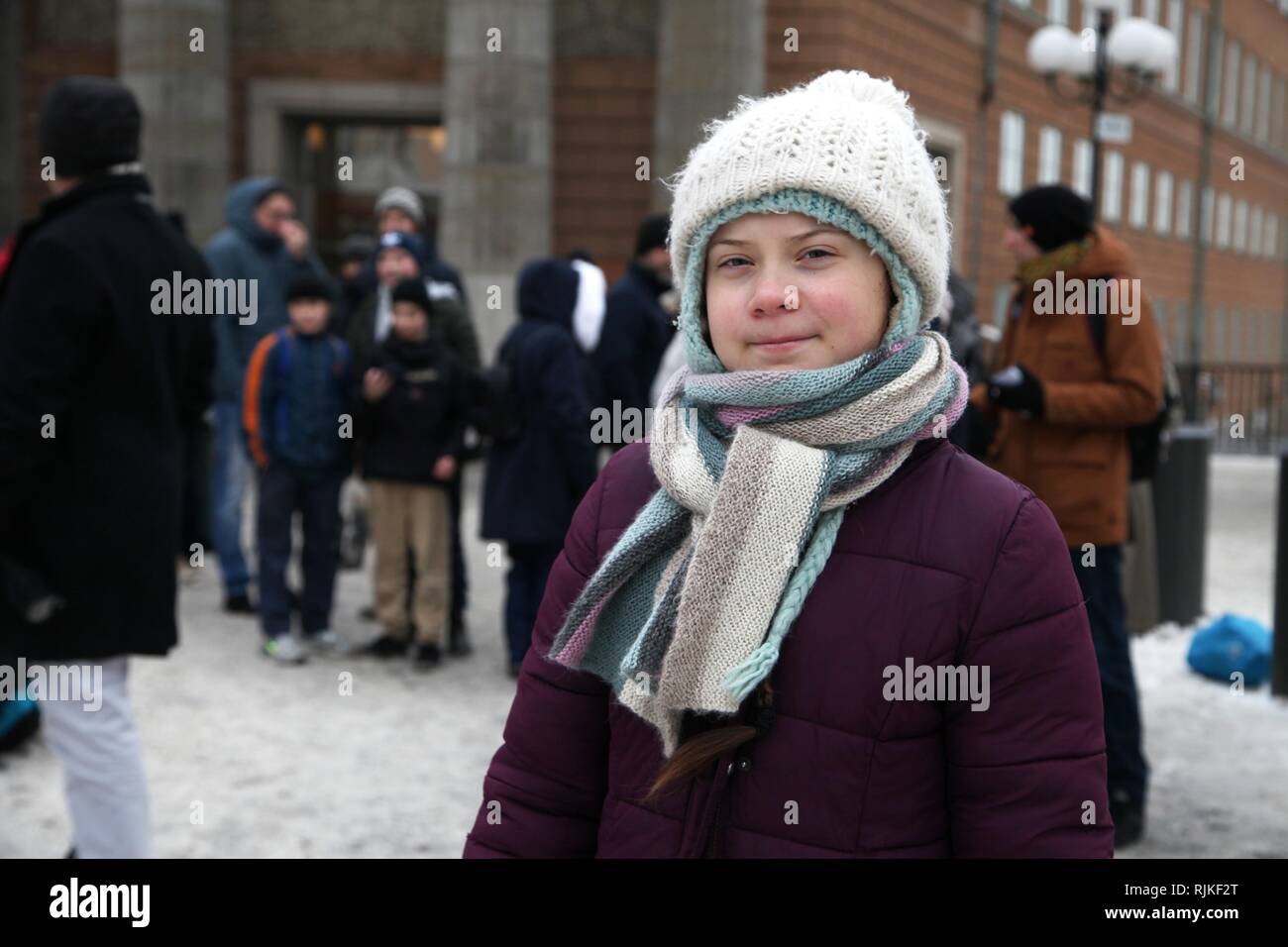 Stockholm, Sweden. 01st Feb, 2019. The 16-year-old Swedish Greta Thunberg stands in front of the Reichstag during her protest action for more climate protection. (to dpa-Story - Youth protests from 07.02.2019) Credit: Steffen Trumpf/dpa/Alamy Live News Stock Photo