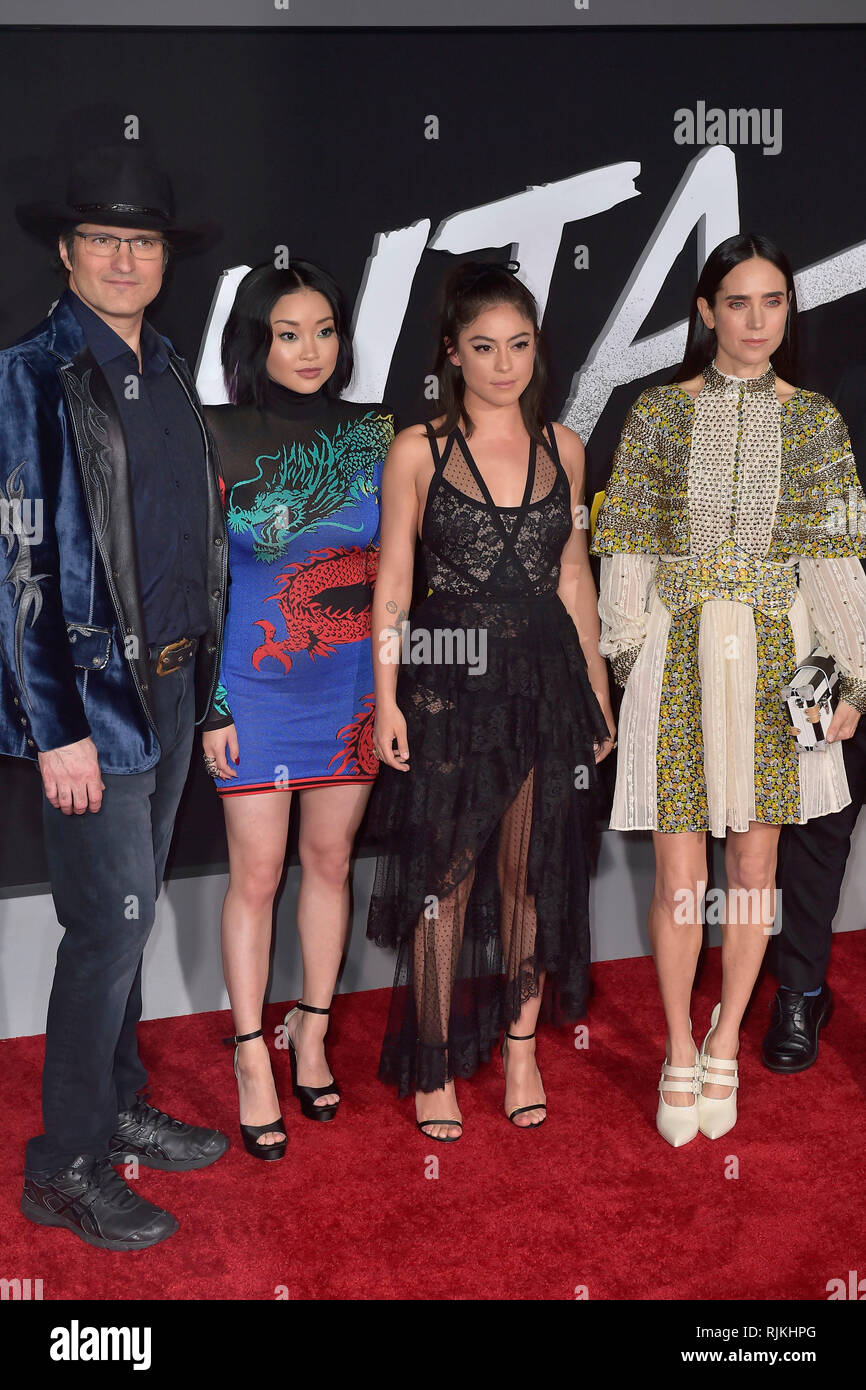 Robert Rodriguez, Lana Condor, Rosa Salazar and Jennifer Connelly at the  premiere of the movie 'Alita: Battle Angel' at the Westwood Village Regency  Theater. Los Angeles,  | usage worldwide Stock Photo - Alamy