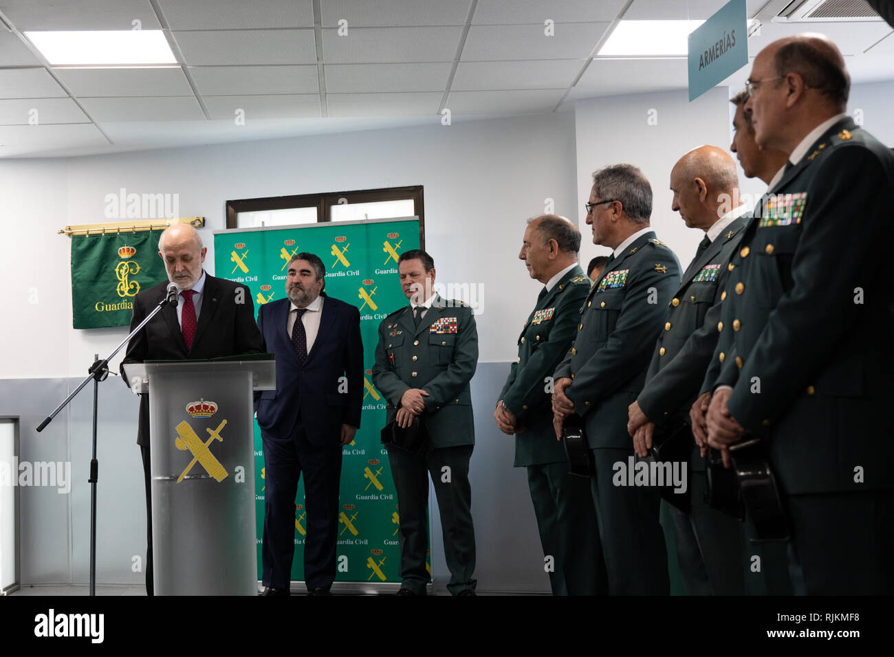 Madrid, Spain. 7th Feb 2019. The general director of the Civil Guard, Félix Azón appears giving a speech to the staff of the dependencies Credit: Jesús Hellin/Alamy Live News Stock Photo