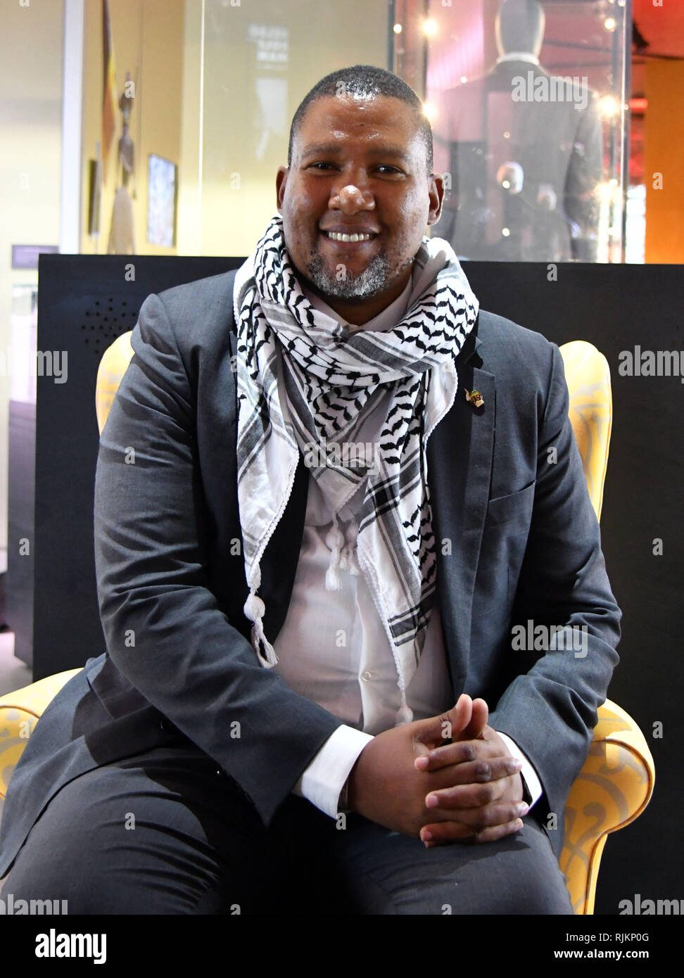 London, UK. 7th Feb 2019. Nelson Mandela’s grandson, Nkosi Zwelivelile ...