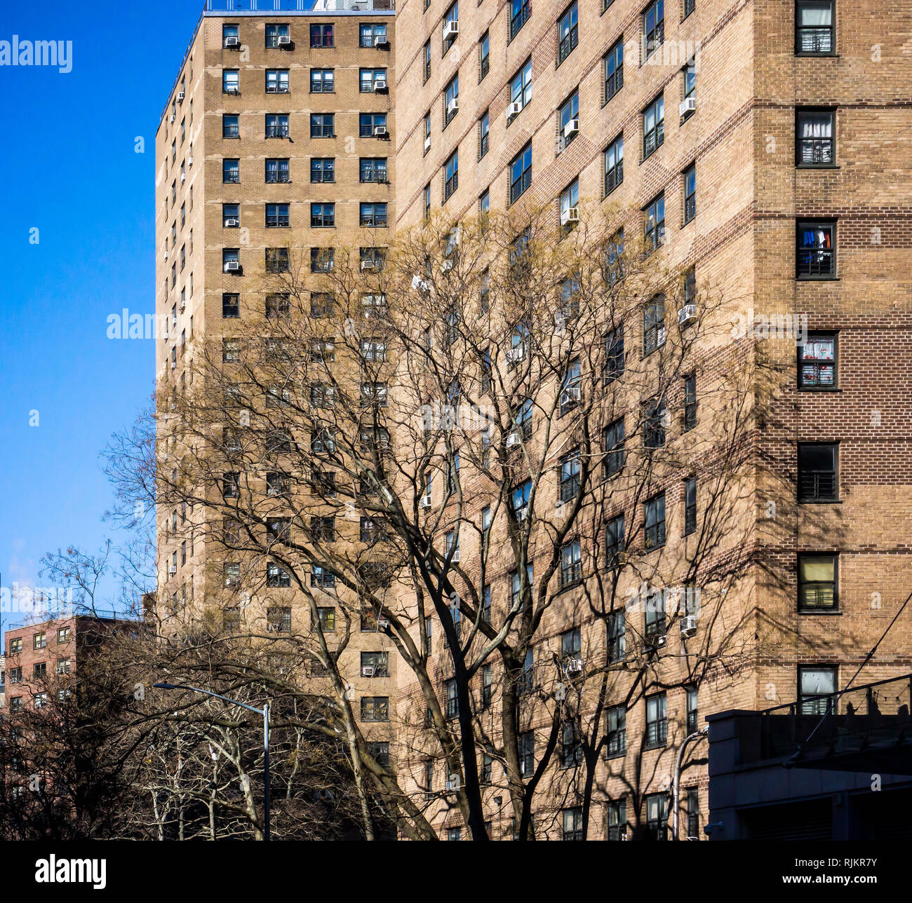 The massive NYCHA Elliot Houses complex of apartments in Chelsea in New York is seen on Thursday, January 31, 2019. NYCHA and HUD are reported to have reached a tentative agreement to oversee the embattled housing authority with a federal monitor. (Â© Richard B. Levine) Stock Photo