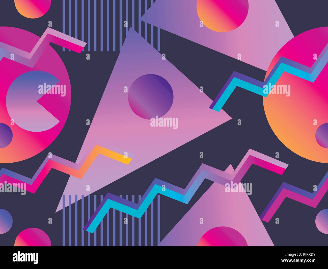 Memphis seamless pattern with gradient shape in the style of 80s ...