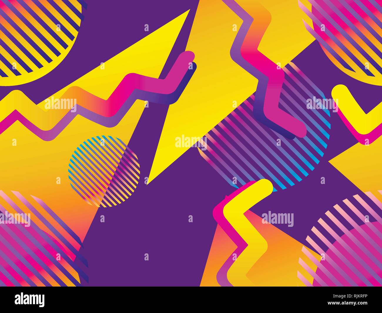 Seamless pattern with geometric objects in the memphis style of the 80s ...