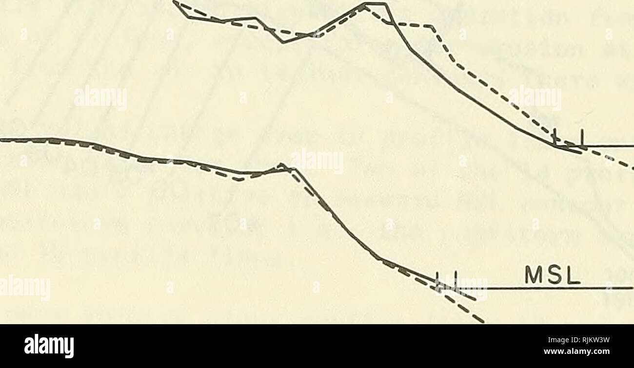 . Beach changes caused by the Atlantic Coast storm of 17 December 1970. Beach erosion; Tides; Water waves. Profile 02 -V^= Profile 03 Profile 04 300 150 0 Distance (ft) 150 300 450 Figure 20. Prestorm and poststorm surveys at Atlantic City, New Jersey. 60. Please note that these images are extracted from scanned page images that may have been digitally enhanced for readability - coloration and appearance of these illustrations may not perfectly resemble the original work.. DeWall, Allan E; Pritchett, P. C; Galvin, Cyril J. (Cyril Jerome), 1935-; Coastal Engineering Research Center (U. S. ). Fo Stock Photo