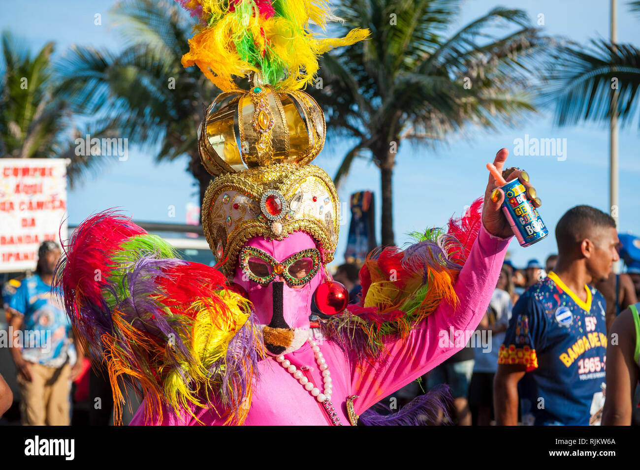 RIO DE JANEIRO - JANUARY, 2017: The Banda de Ipanema afternoon street party parade has a reputation for attracting flamboyant Carnival costumes. Stock Photo