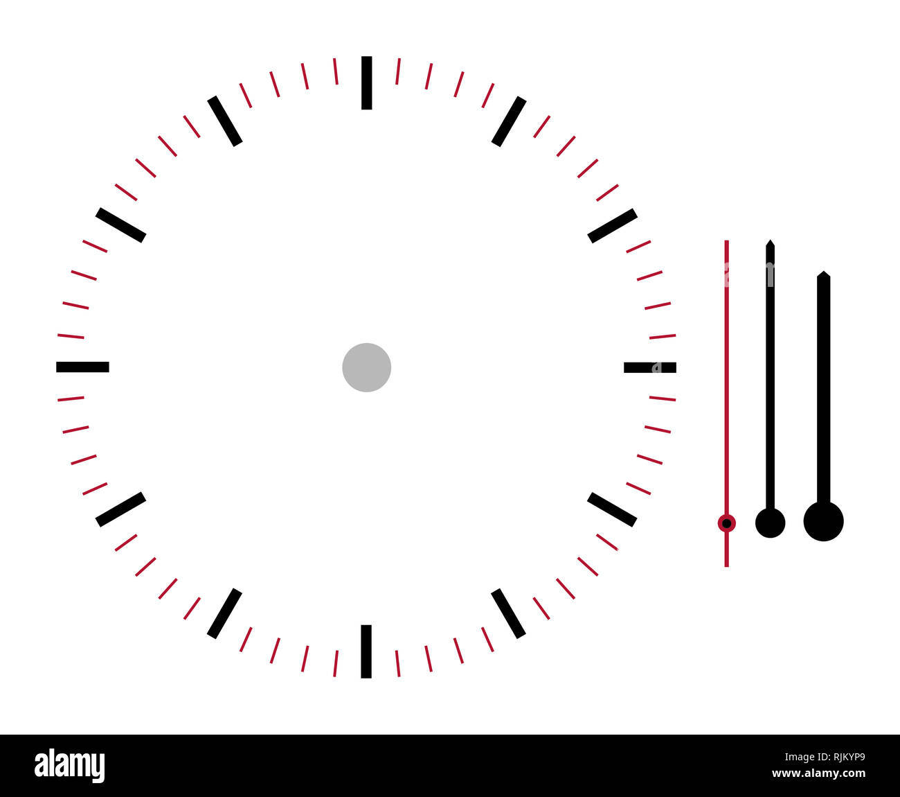 A clock face illustration with hour minute and second hands isolated on  white background with clipping path Stock Photo - Alamy