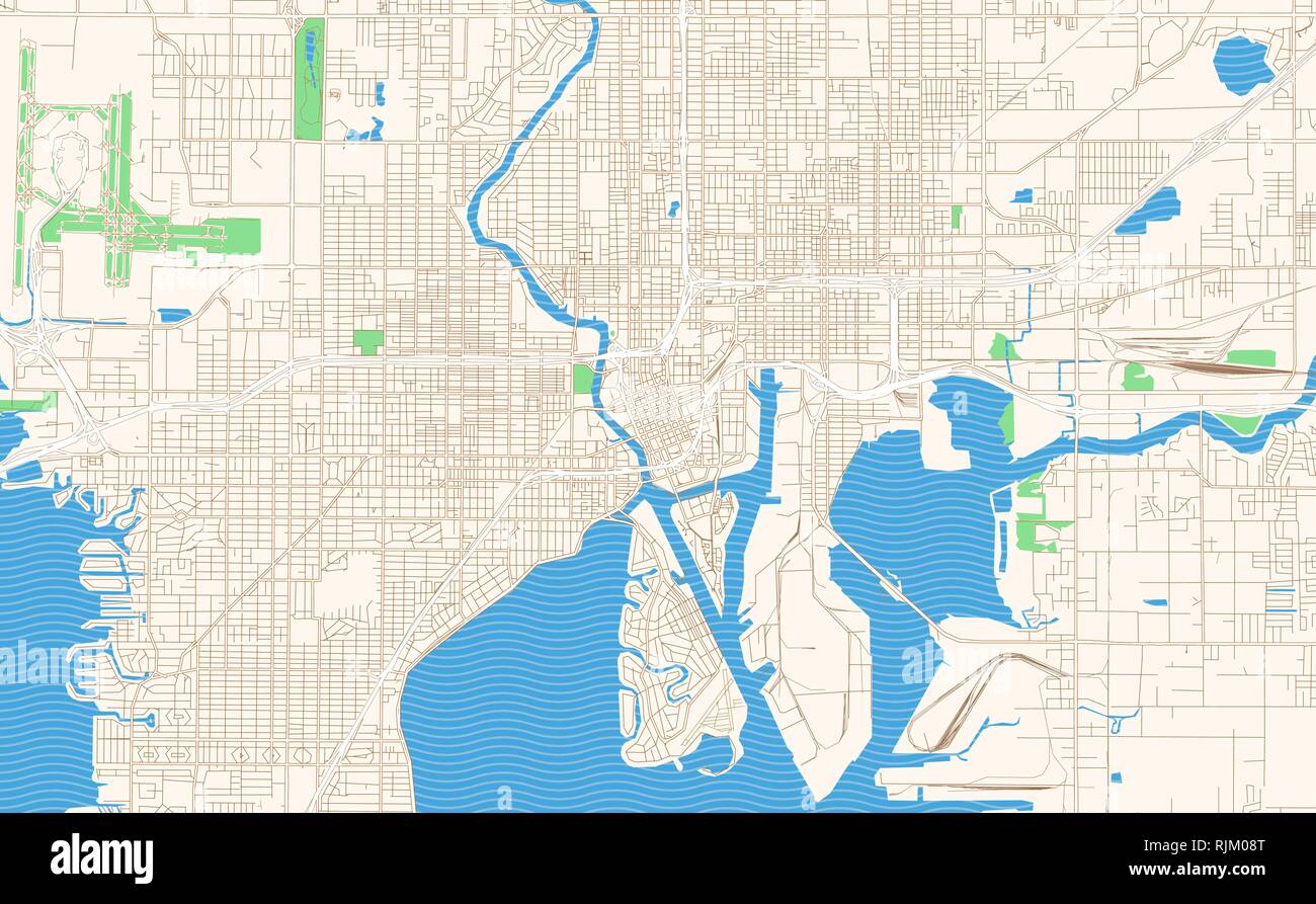 Tampa Florida Printable Map Excerpt This Vector Streetmap Of Downtown Tampa Is Made For 1343