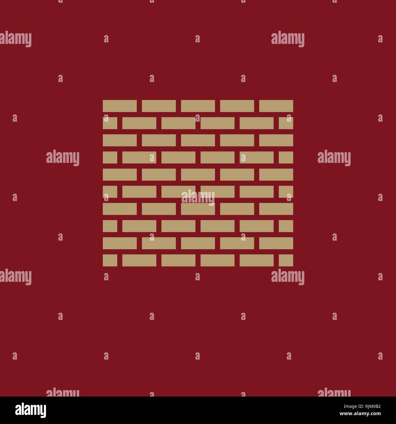 Brick wall icon. Building and construction, development, barrier, side symbol. Flat design. Stock - Vector Stock Vector
