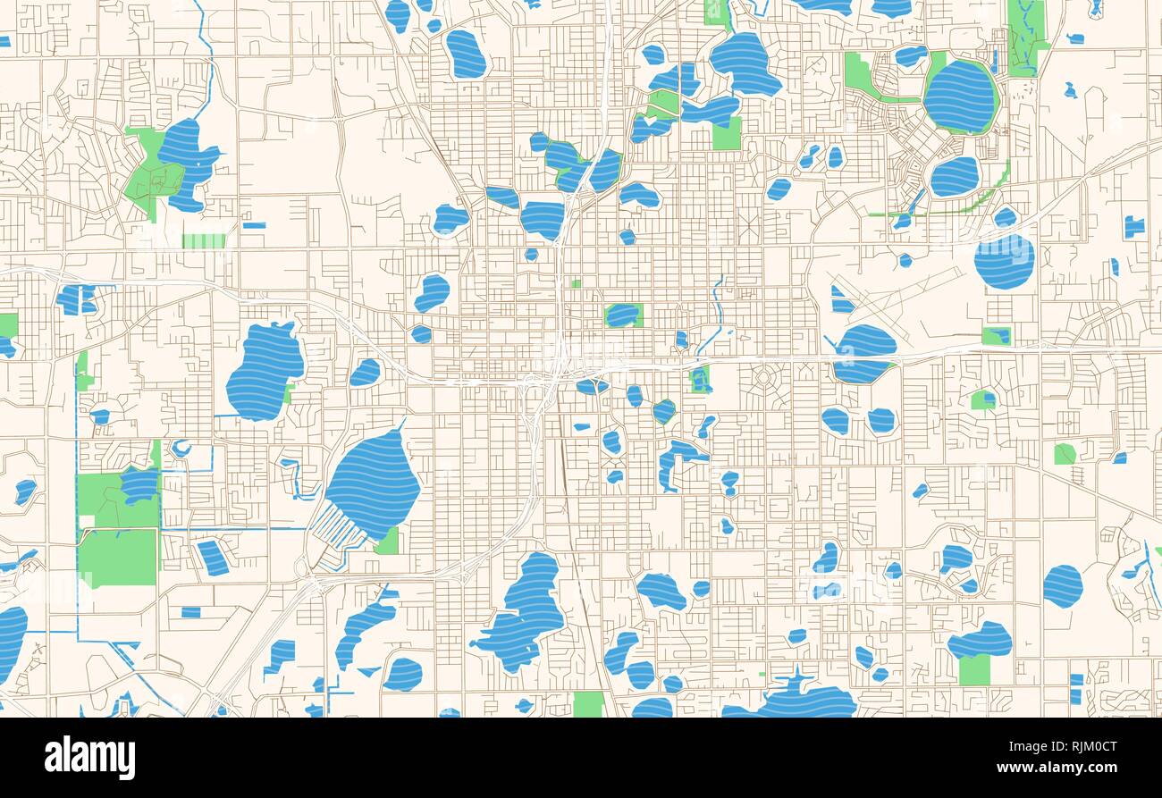 Orlando Florida printable map excerpt. This vector streetmap picture regarding Printable Map of Florida identified as Orlando Florida printable map excerpt. This vector streetmap
