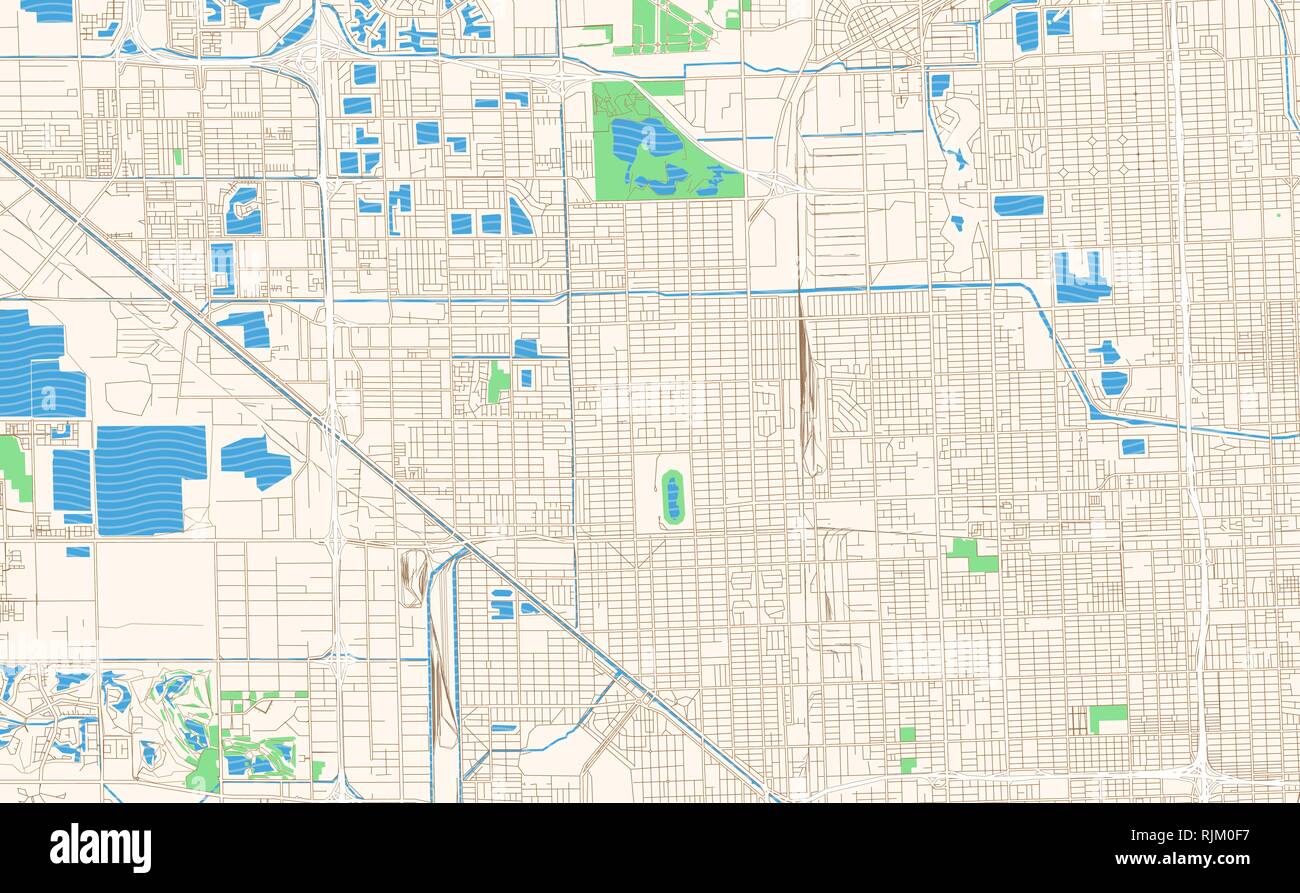 Hialeah Florida printable map excerpt. This vector streetmap of ...