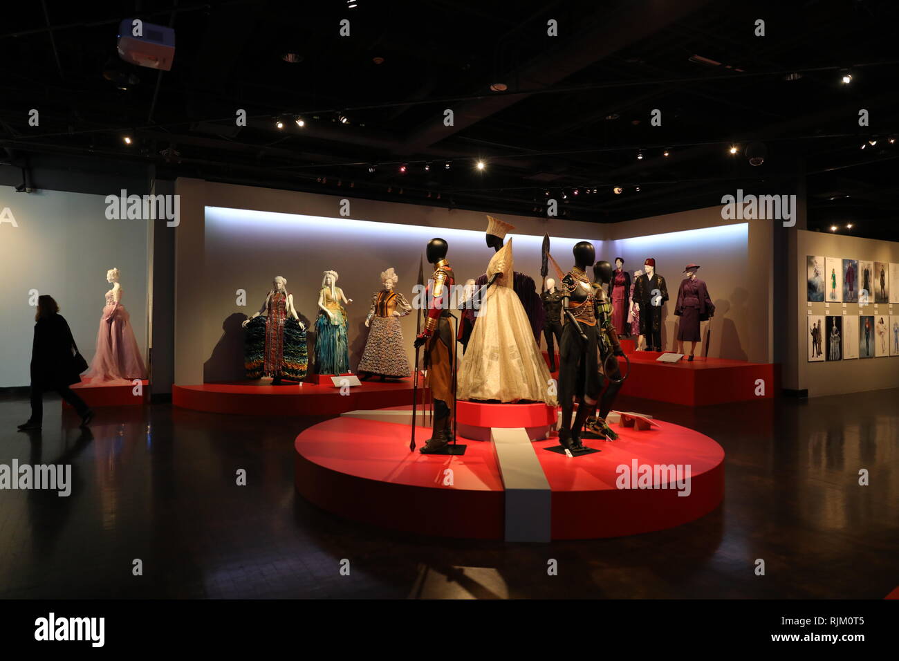 Los Angeles, CA / USA - 2/5/2019: Costumes from 2019 Oscar-nominated movies on display at FIDM/Fashion Institute of Design & Merchandising museum. Stock Photo