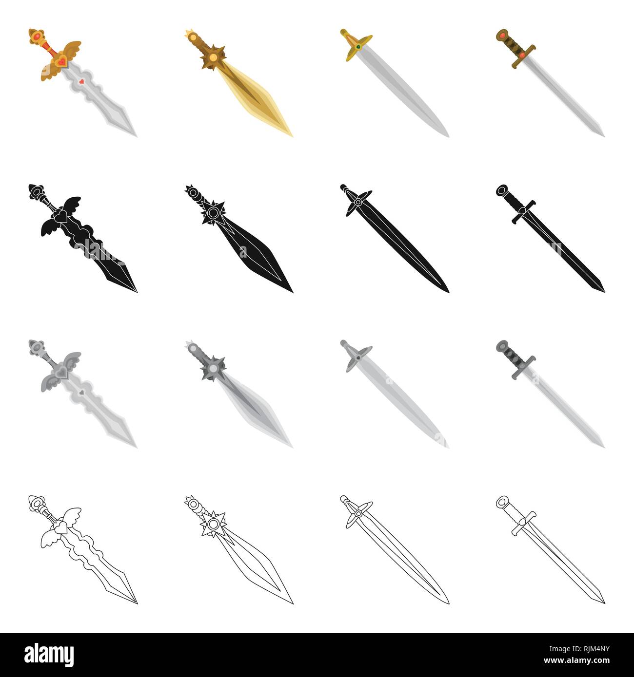 Vector Drawing Knight's Longsword Long Blade Weapon Medieval