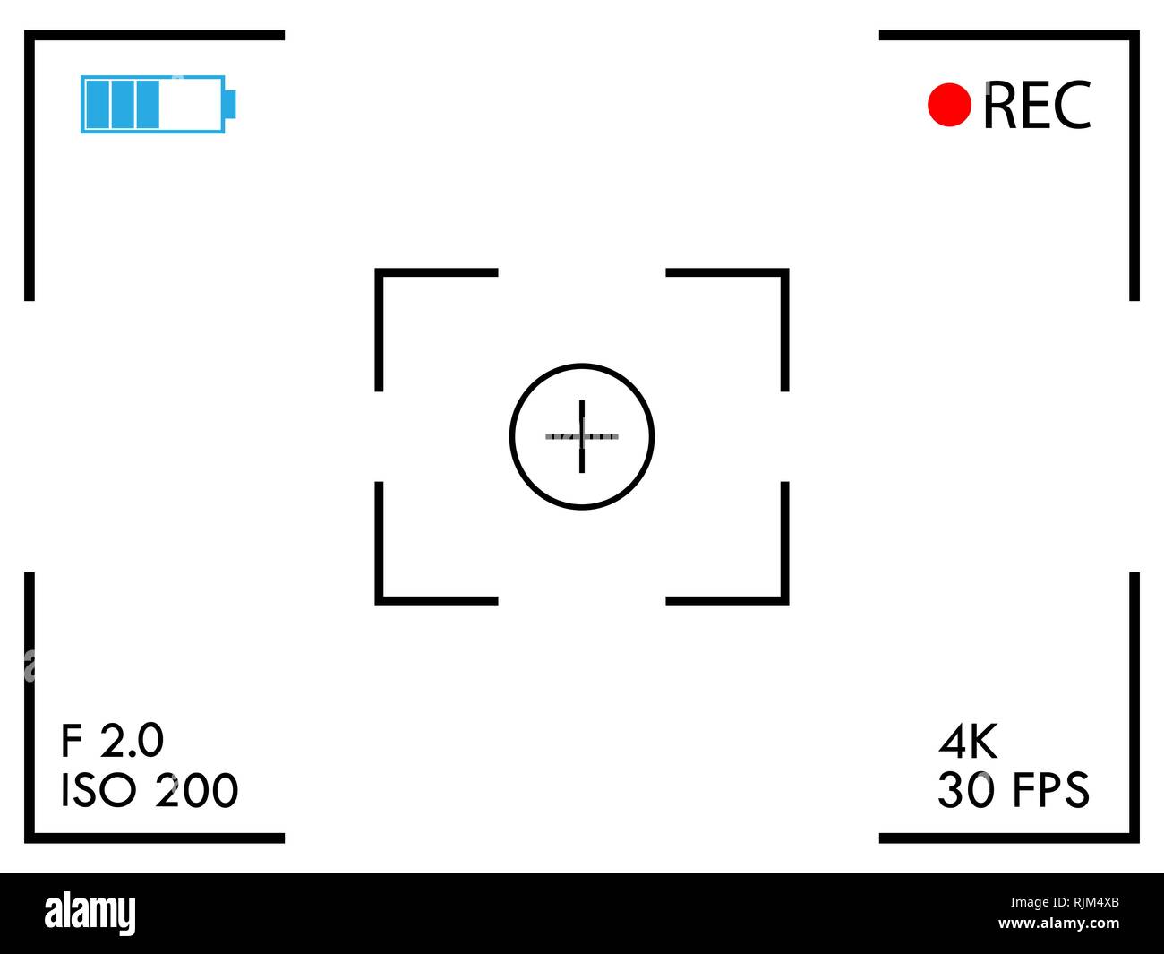 Camera frame viewfinder screen on white background. Vector illustration