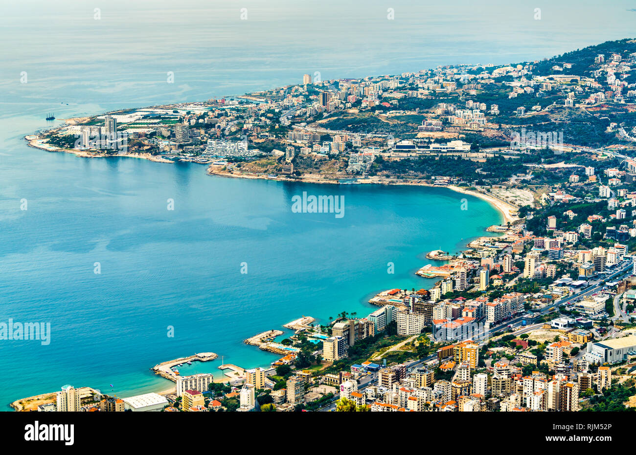 Aerial view of Jounieh in Lebanon Stock Photo