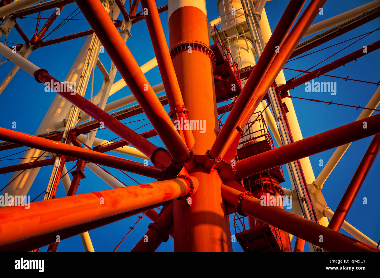 Detail of Ferris Wheel with blue sky Stock Photo