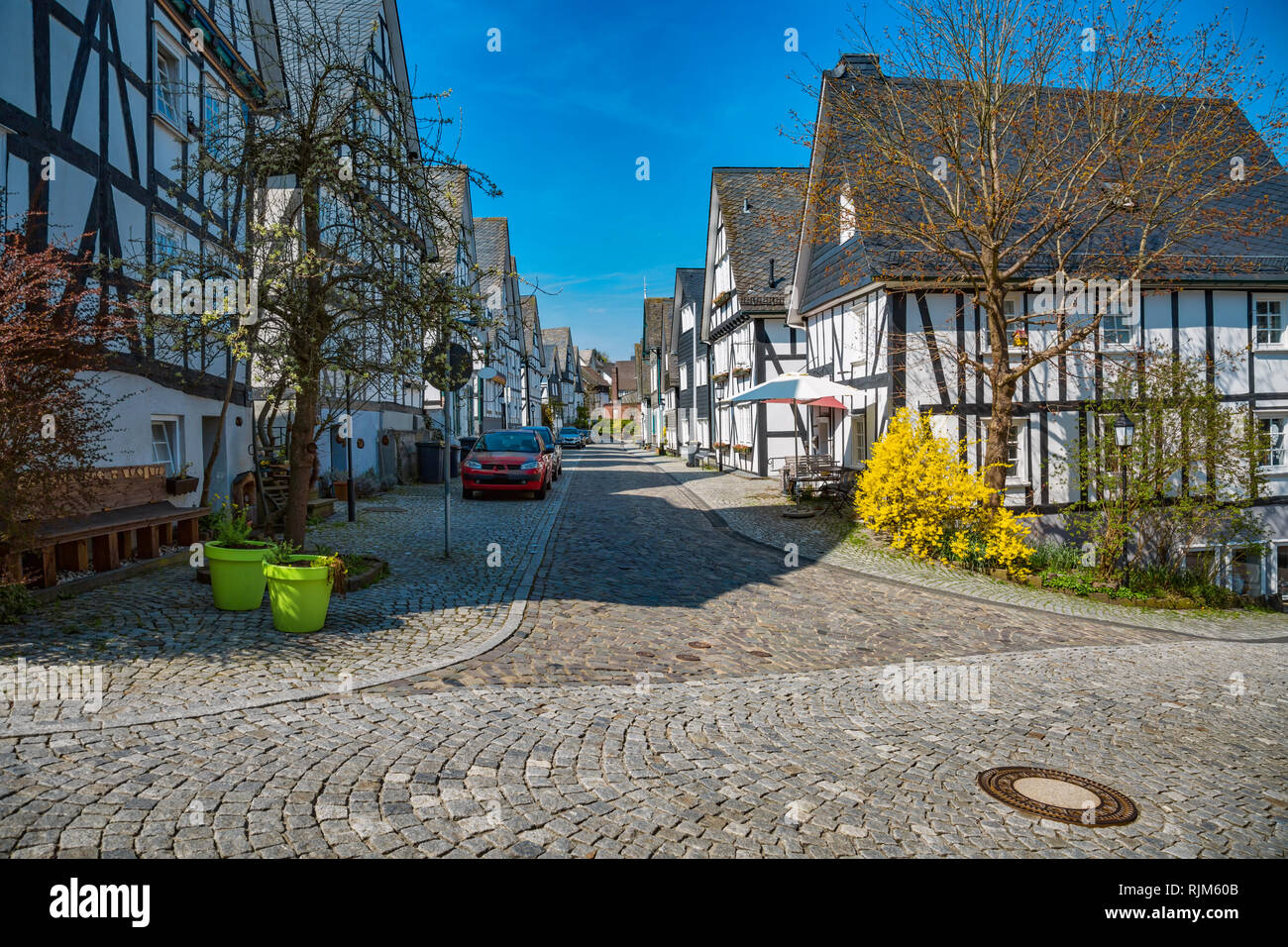 Freudenberg in NRW with old half-timbered houses in spring Stock Photo
