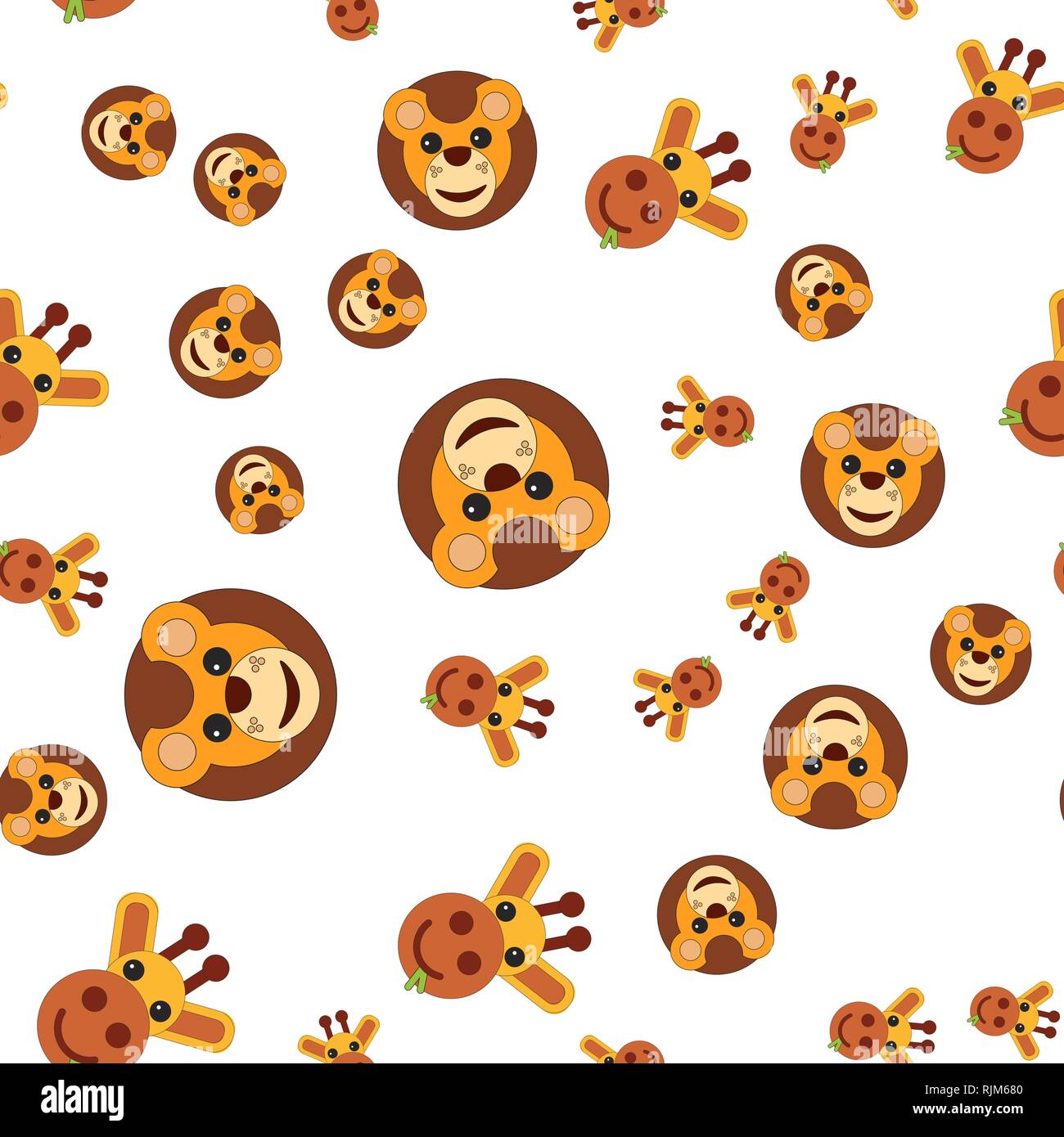 Seamless pattern of the head of a lion and a giraffe. Vector ...