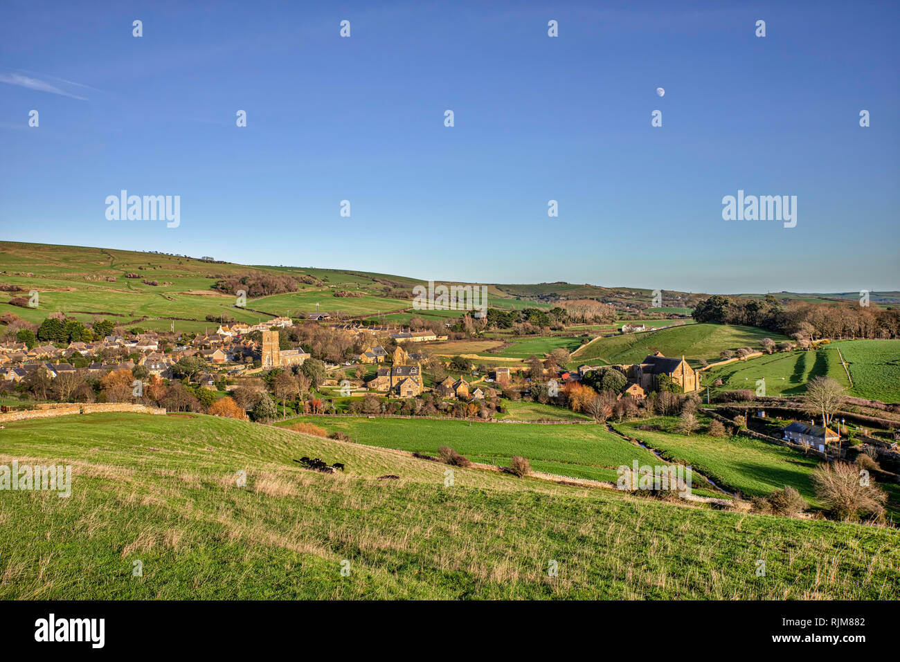 View towards Abbotsbury in Dorset in South-West England Stock Photo