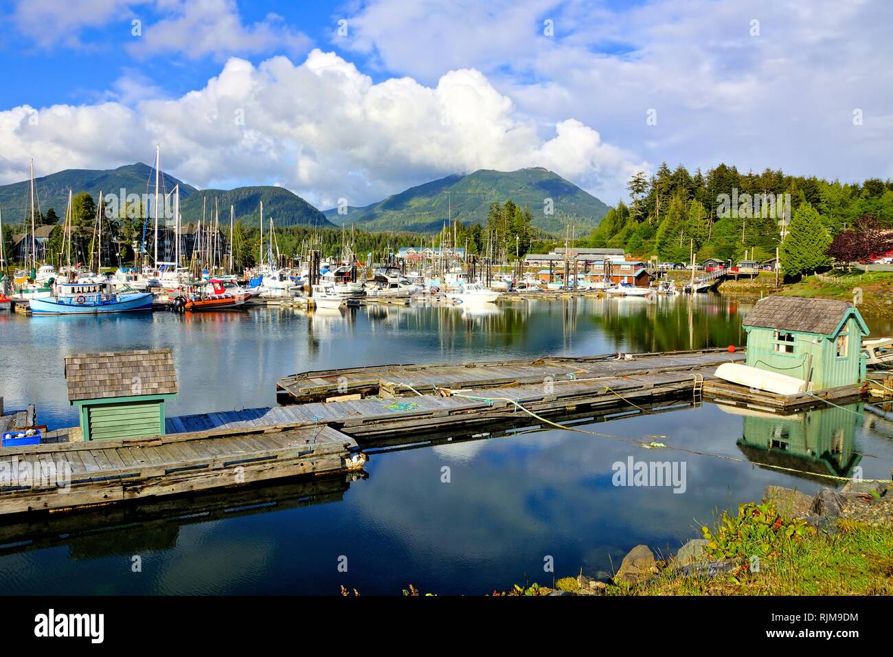 Beautiful Ucluelet Harbour, Pacific Coast, Vancouver Island, BC, Canada Stock Photo