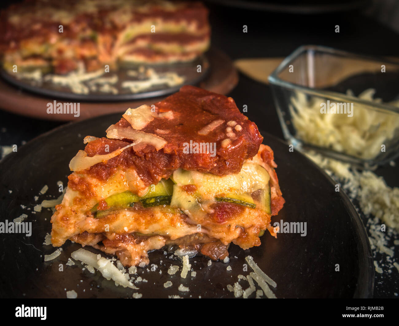 Homemade Italian Lasagna with Zucchini Stock Photo