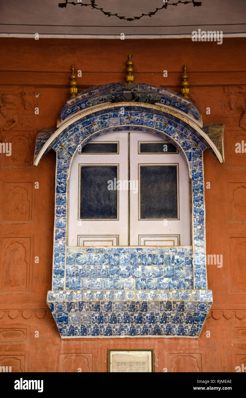 Marble window on the inner wall of Junagarh Fort, Bikaner, Rajasthan, India Stock Photo
