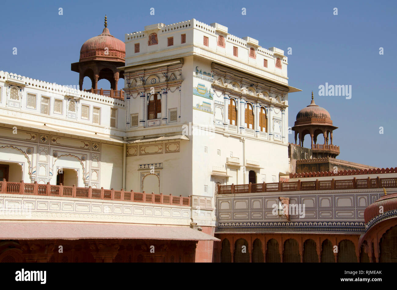 Decorative inner walls of Junagarh Fort, Bikaner, Rajasthan, India Stock Photo
